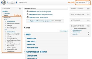 Screenshot der Startseite von Moodle/Mephisto