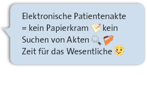 Sprechblase zum Thema elektronisch Patientenakte im UKE